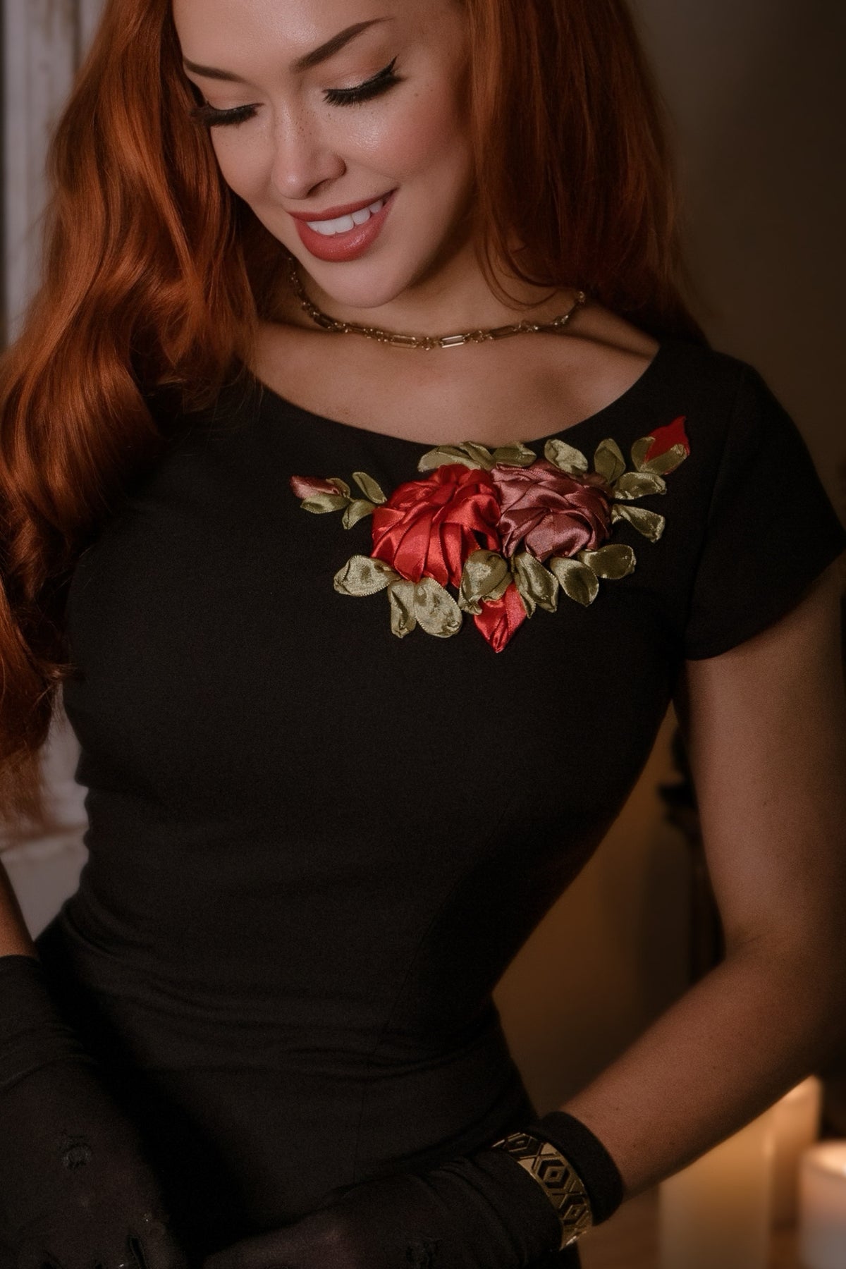LBD flower embroidered - custom made - heartmycloset