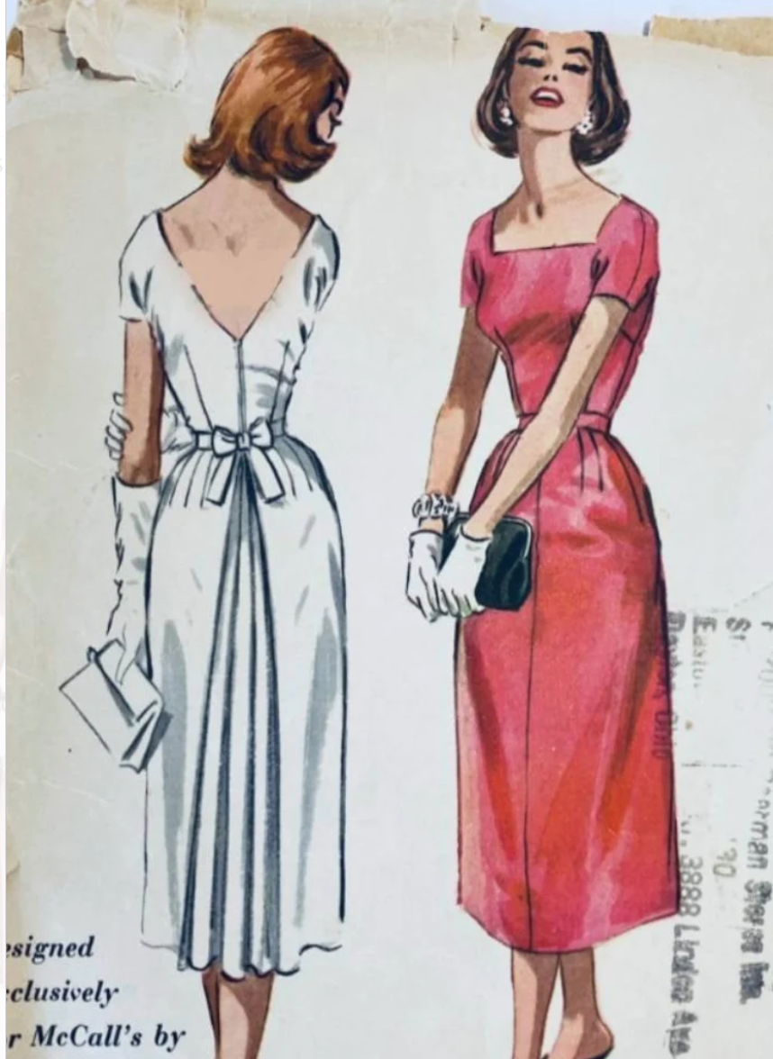 ANNA- 1950s vintage dress with pleat at back - heartmycloset