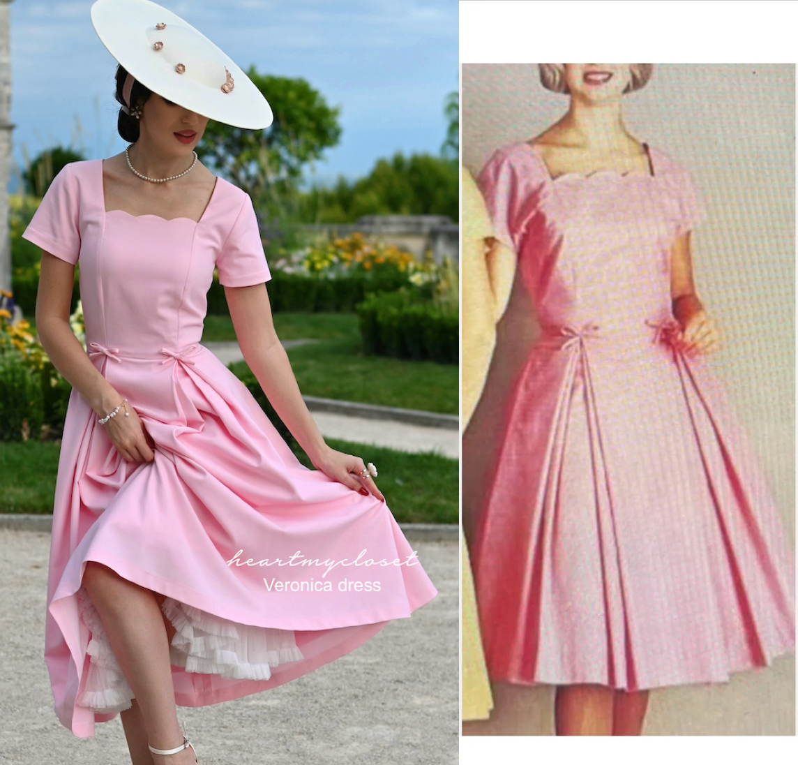 Veronica dress - scallop neckline vintage inspired dress - heartmycloset