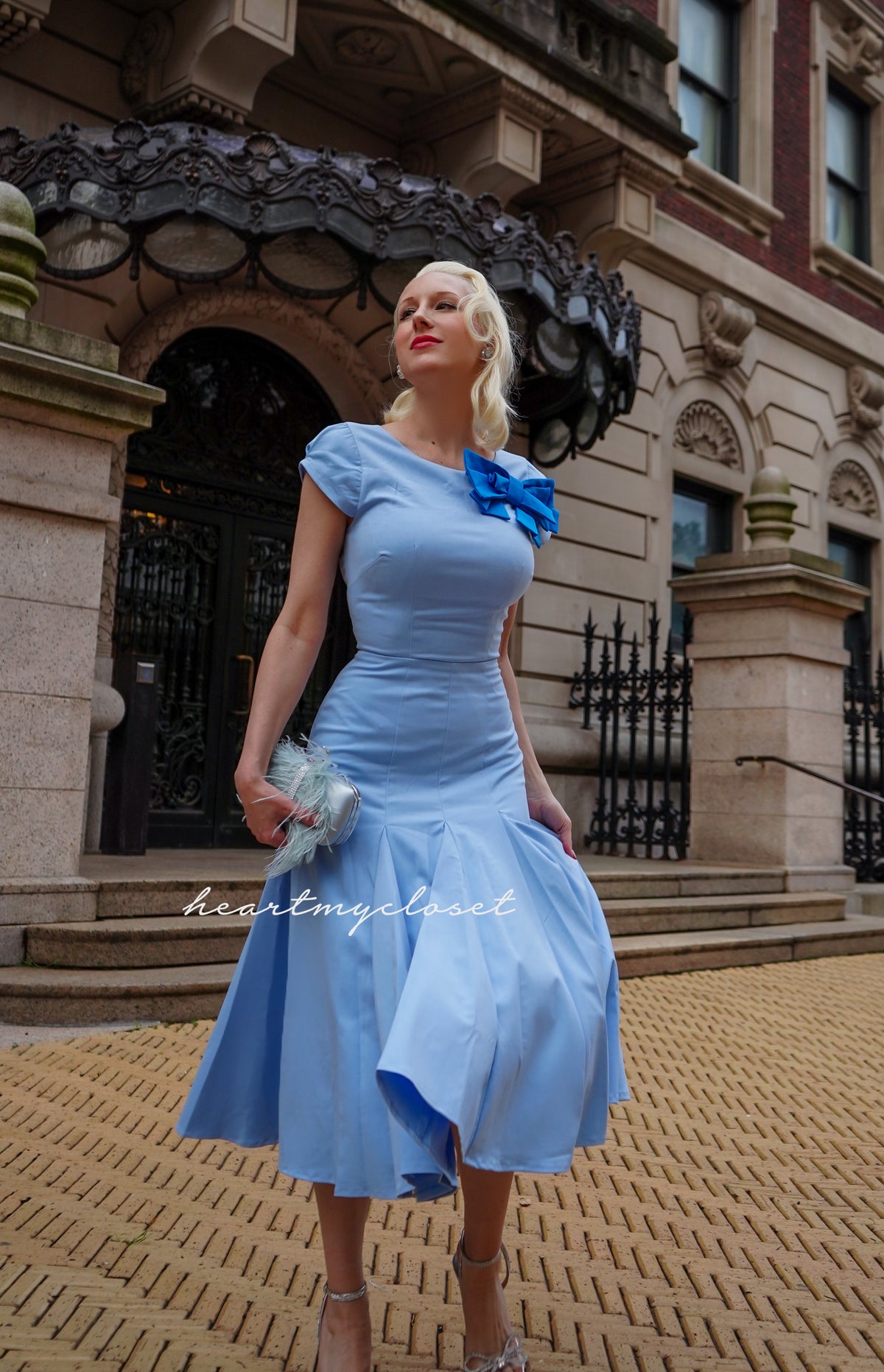 Kate dress with bow- cap sleeves and panel skirt - heartmycloset