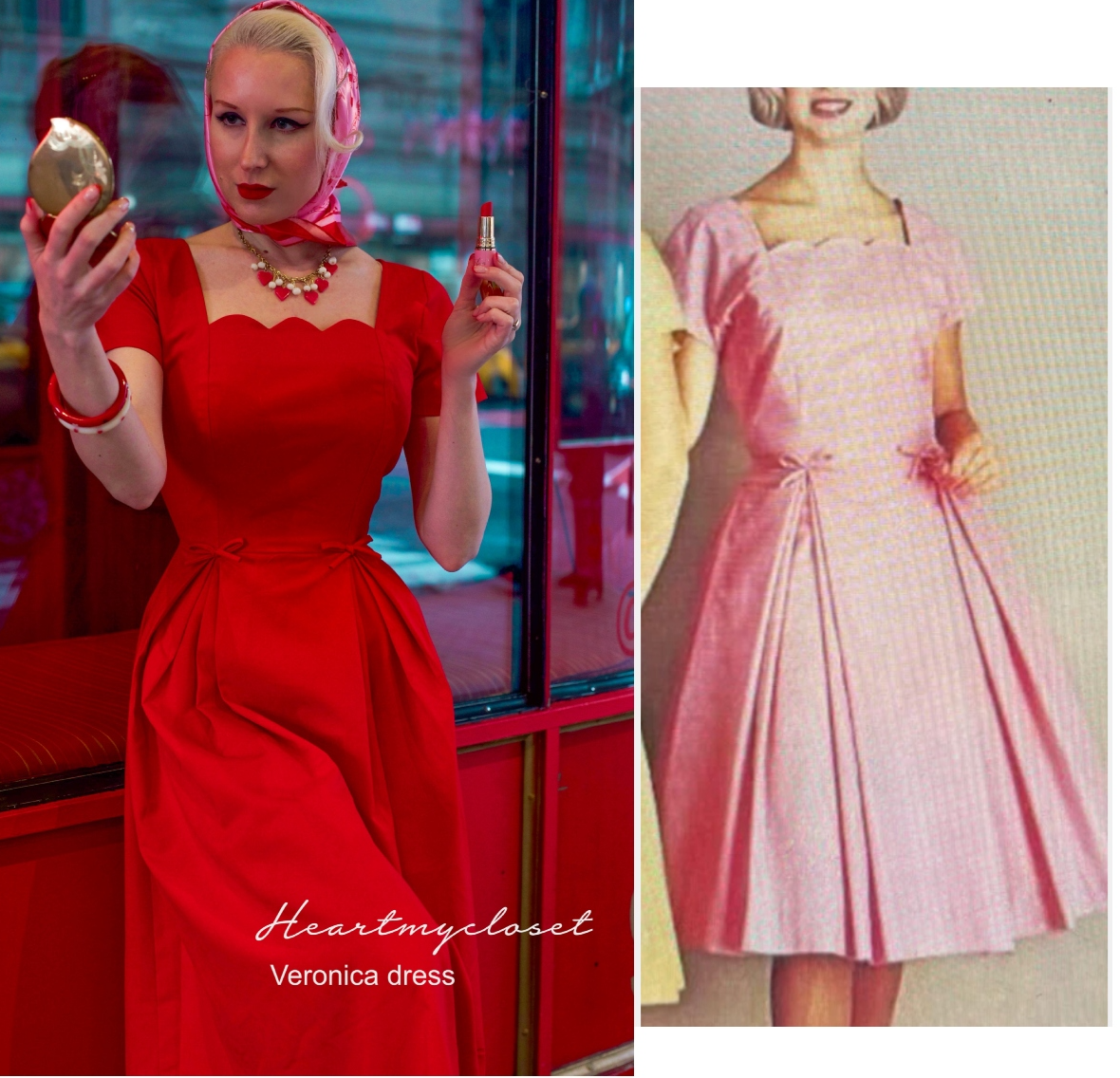 Veronica dress - scallop neckline vintage inspired dress - heartmycloset