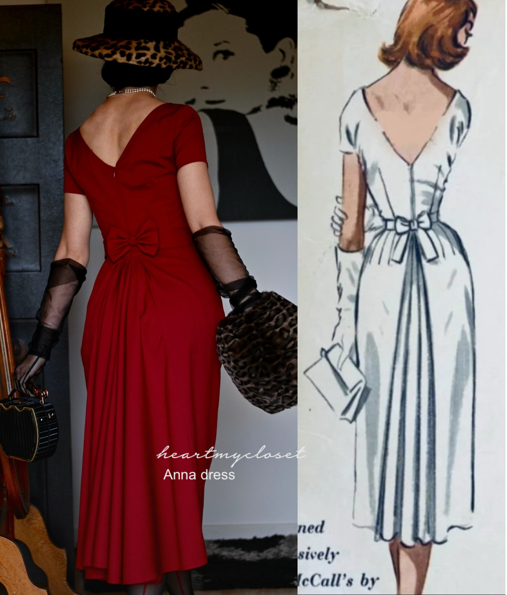 ANNA- 1950s vintage dress with pleat at back - heartmycloset