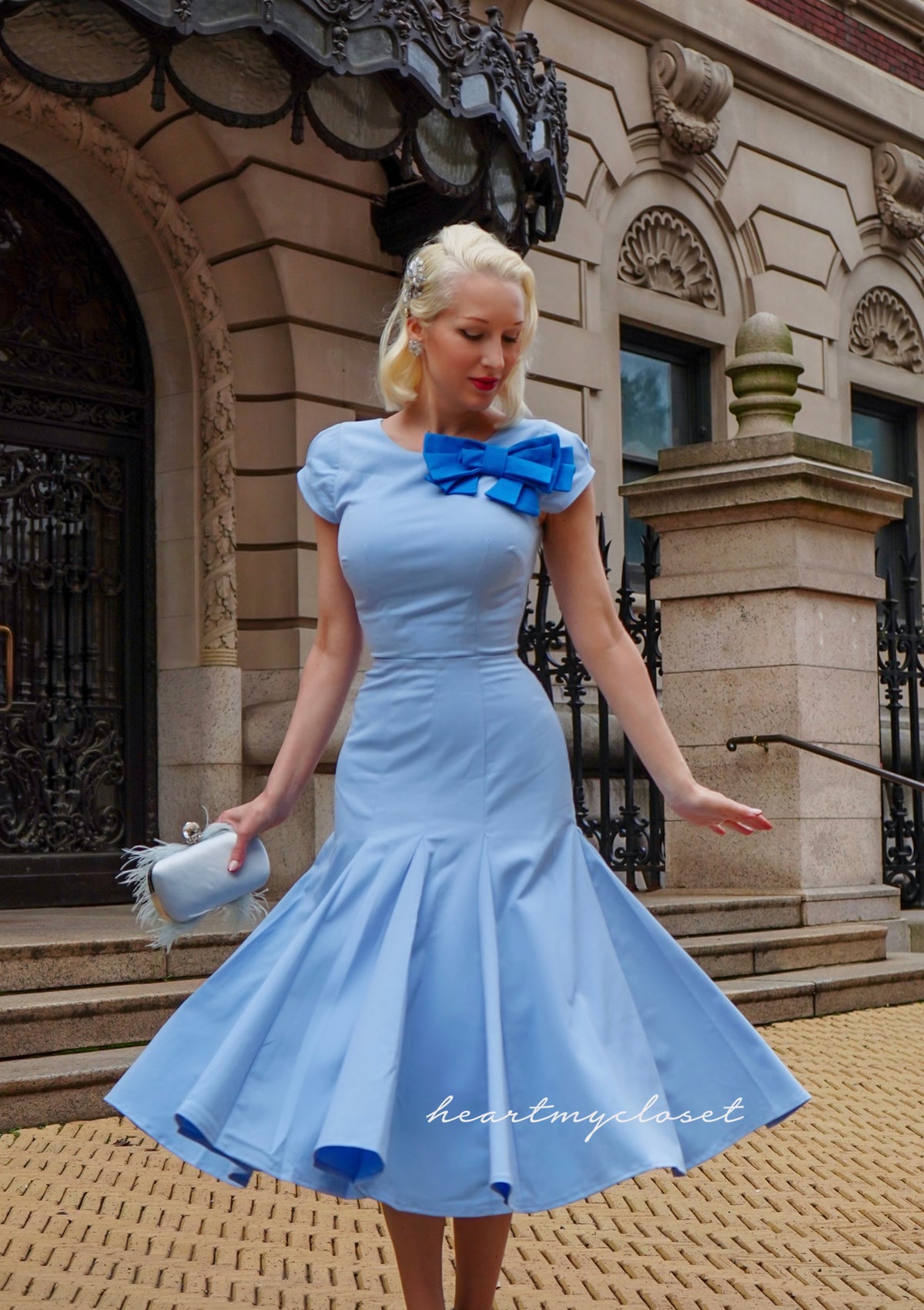Kate dress with bow- cap sleeves and panel skirt - heartmycloset