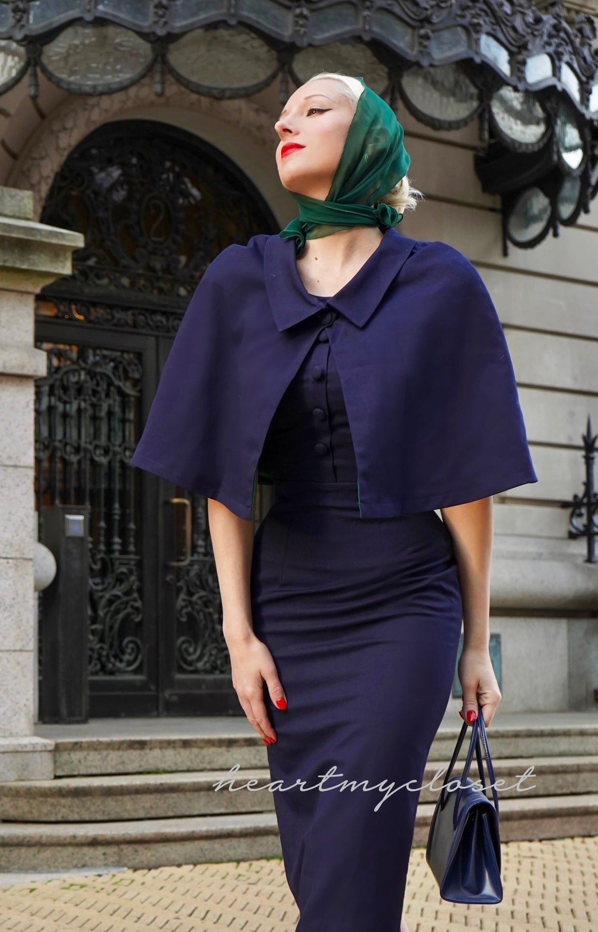 Claudia dress with short cape - vintage 1950s inspired outfit - heartmycloset
