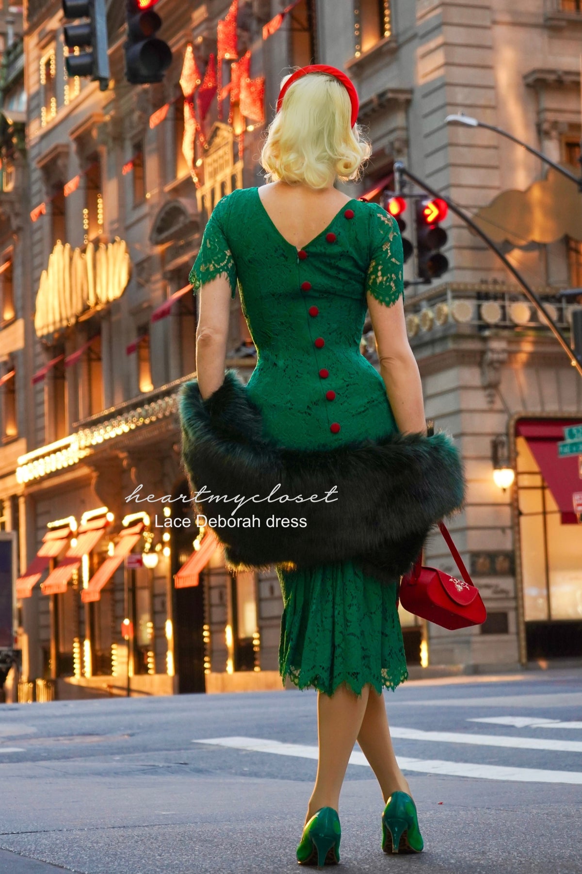 Lace Deborah - pleated back pencil dress 1950s inspired - heartmycloset