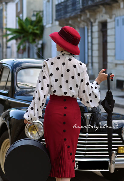 Deborah skirt pencil skirt with pleats pinstripe – heartmycloset