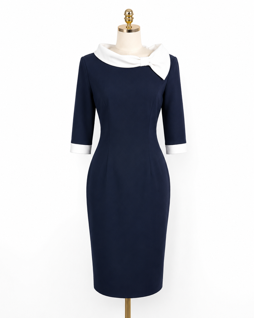 Elena Contrast Wiggle Vintage Dress 40s 50s