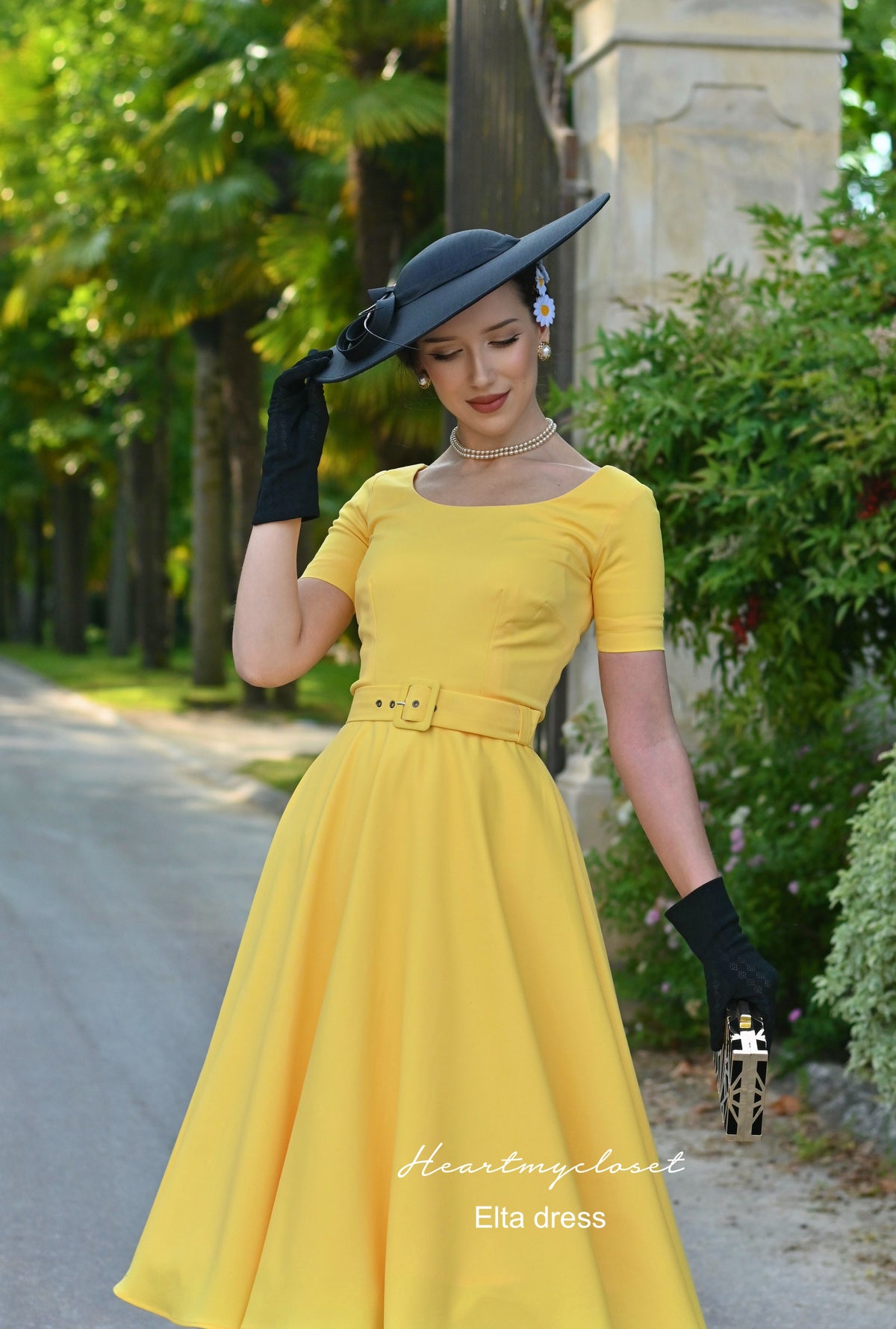 Elta yellow swing dress 1950s inspired - heartmycloset