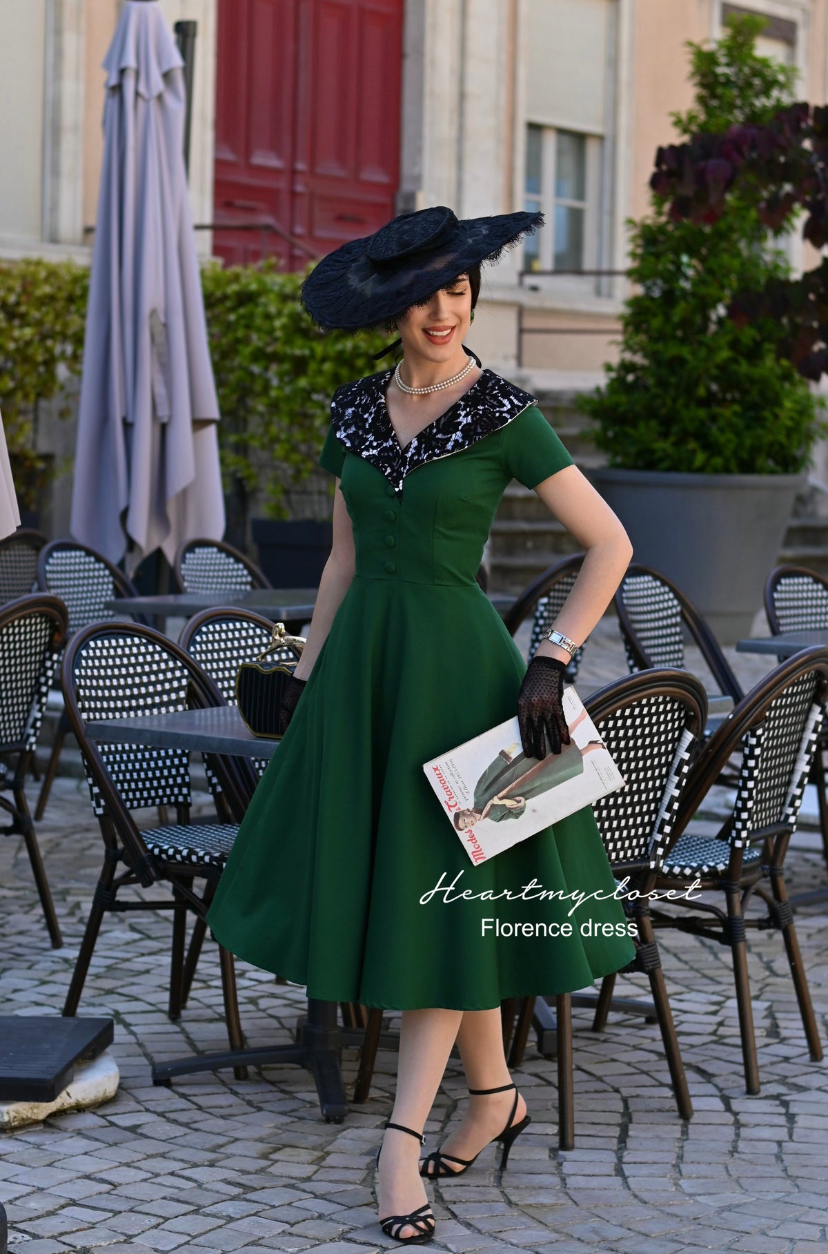 Florence - lace collar swing dress 1950s inspired - heartmycloset