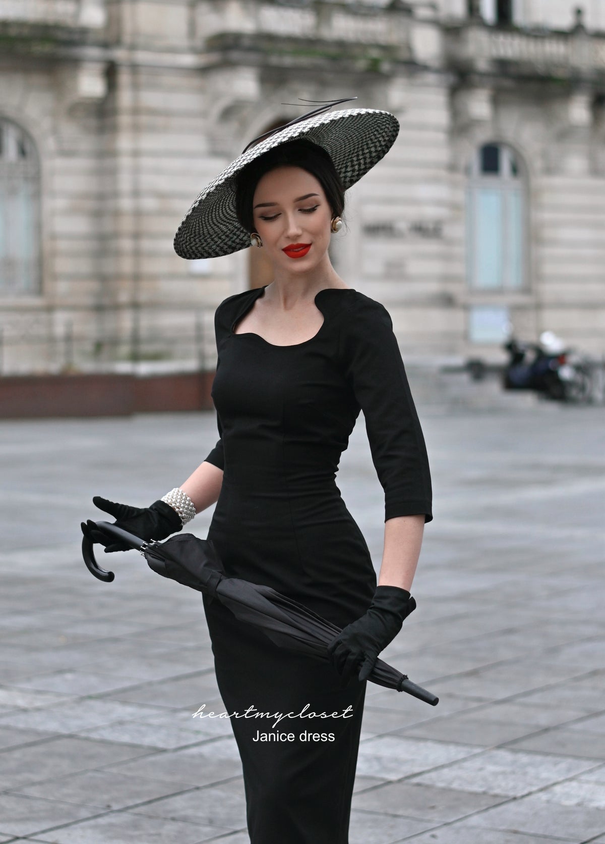 Janice - old hollywood pencil dress curve neckline - heartmycloset