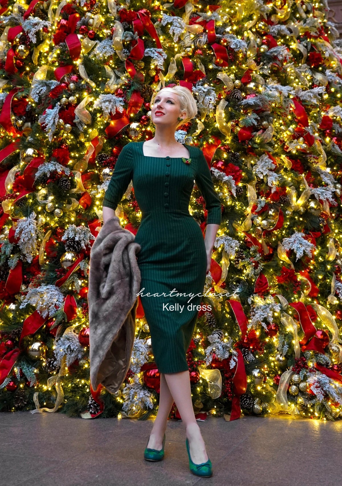 long sleeve Kelly - retro vintage dress pencil - heartmycloset
