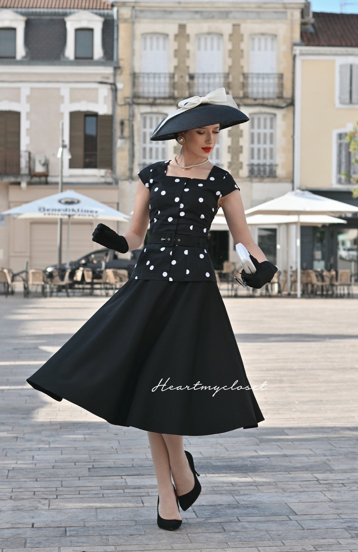 Kelly top skirt- vintage 1950s suit with swing skirt - heartmycloset
