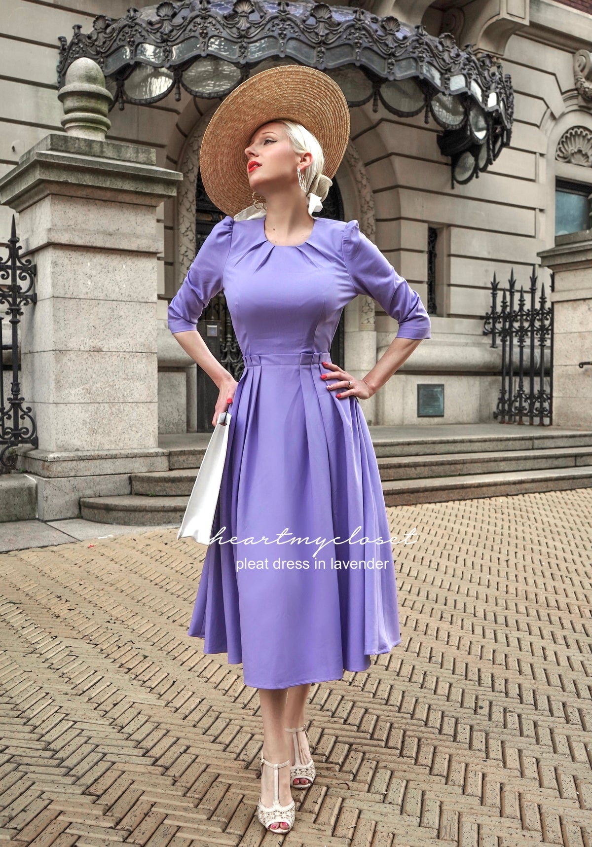 kate middleton pink pleated - swing dress celeb inspired custom made - heartmycloset