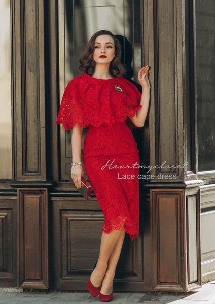 Red Lace Cape + dress