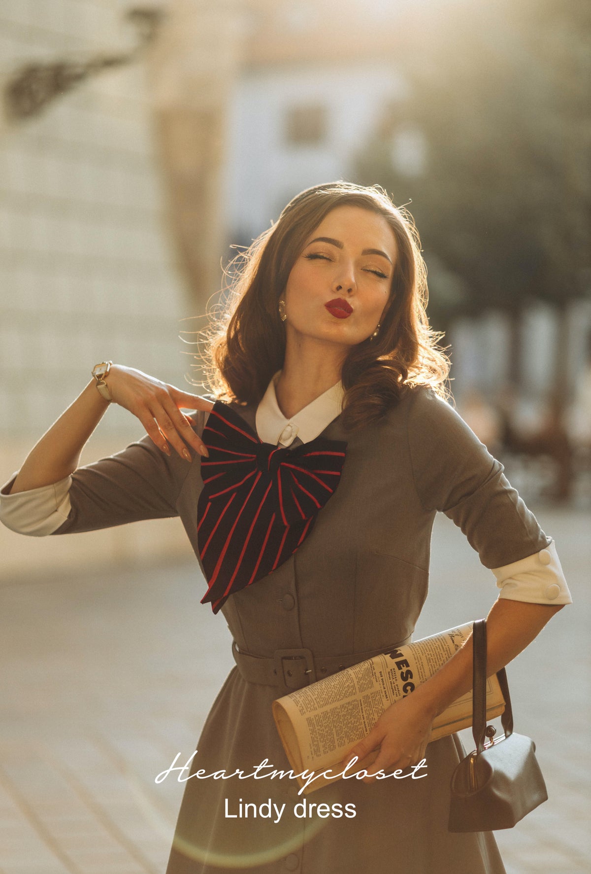 Lindy grey swing dress - vintage tv inspired dress - heartmycloset