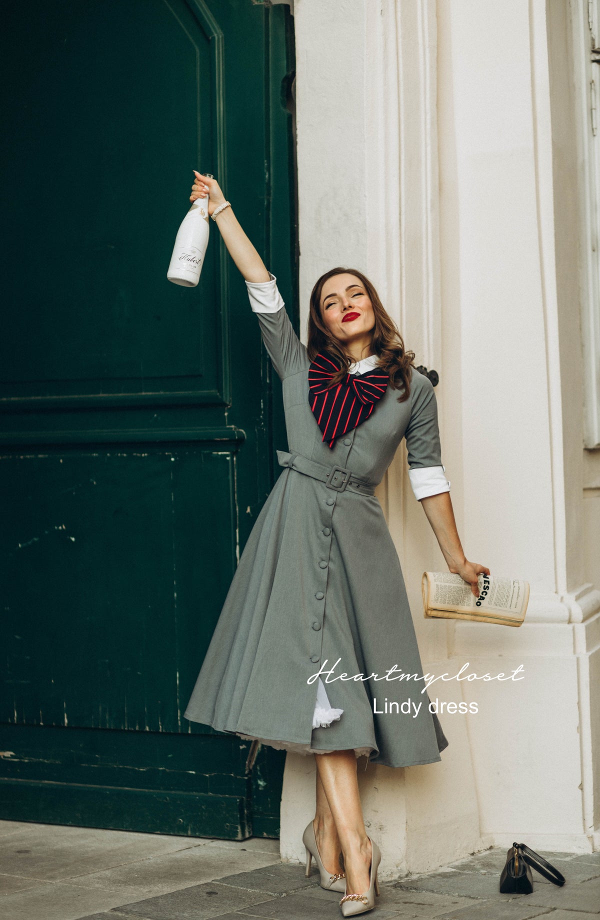 Lindy grey swing dress - vintage tv inspired dress - heartmycloset