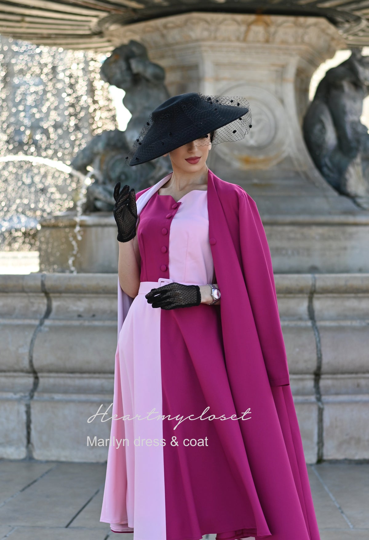 MARILYN dress AND COAT- retro vintage dress swing or pencil with coat - heartmycloset