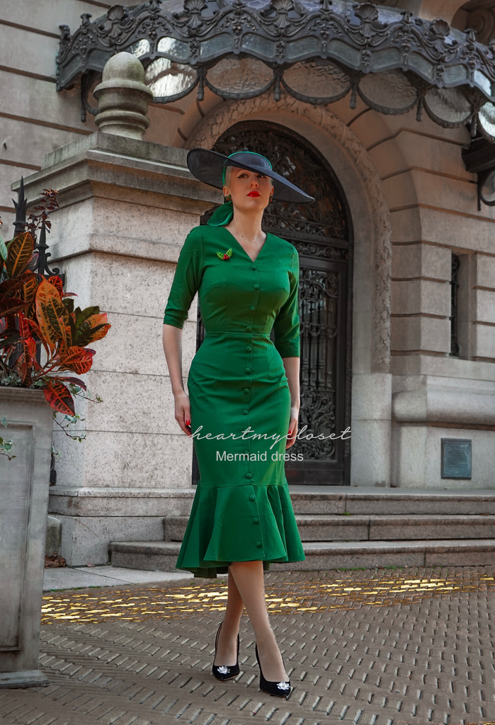 Jade mermaid wiggle - retro 50s dress