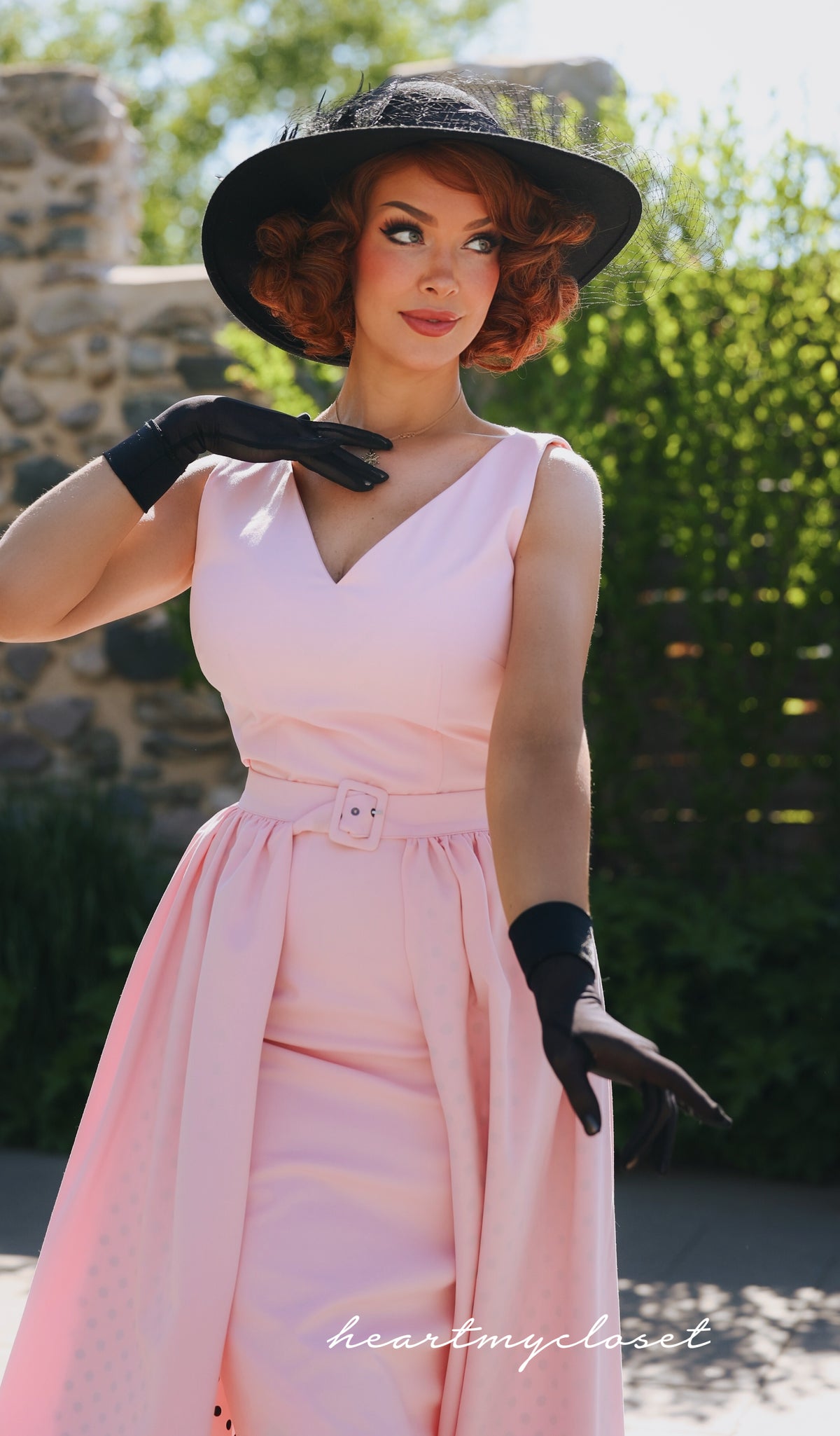 Misty ROSE pencil dress + removable skirt wrap polkadot - heartmycloset