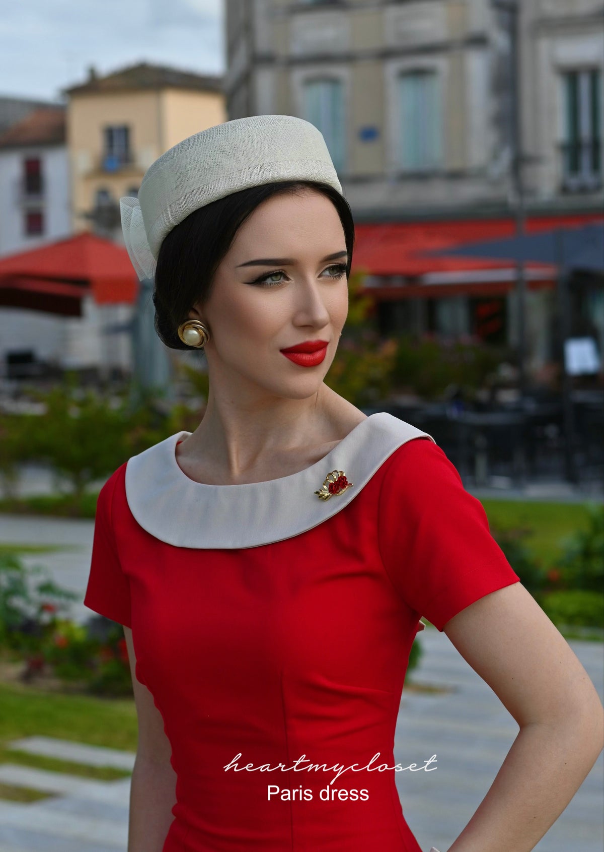 Paris - retro vintage pencil dress bow back - heartmycloset