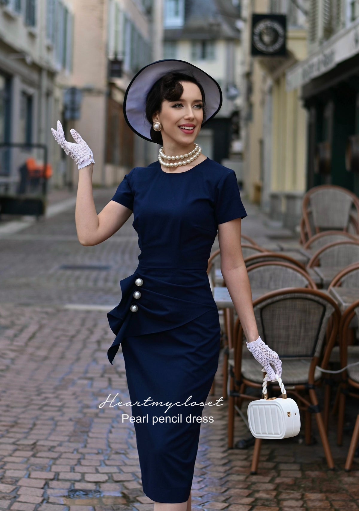 Pearl pencil dress- vintage inspired dress - heartmycloset