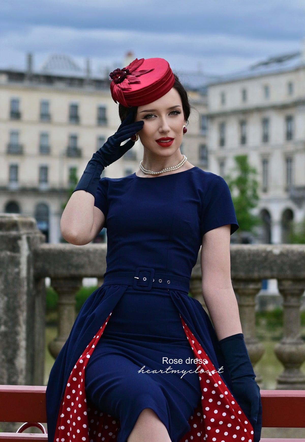 polkadot ROSE pencil dress + removable skirt wrap - heartmycloset