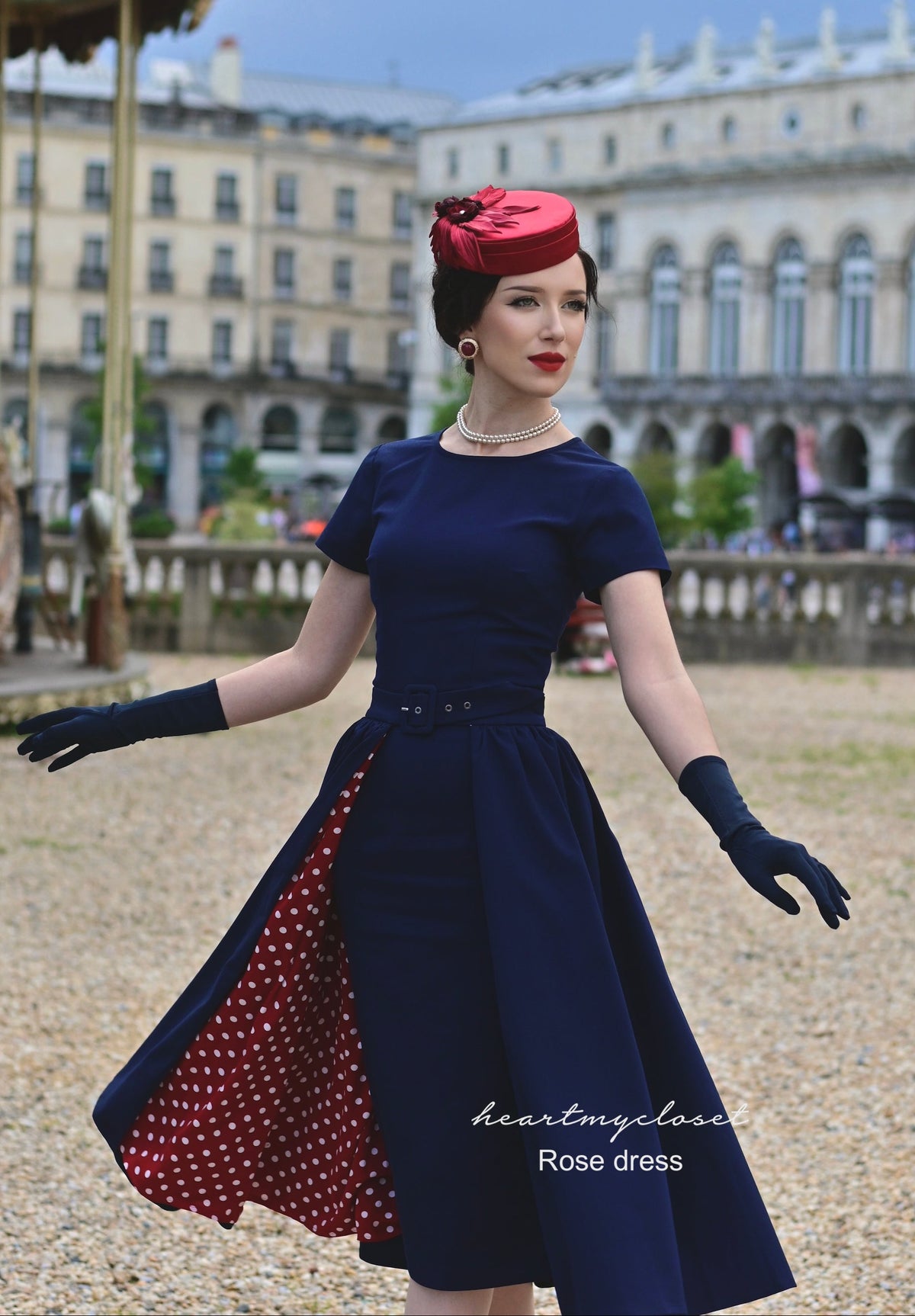 polkadot ROSE pencil dress + removable skirt wrap - heartmycloset