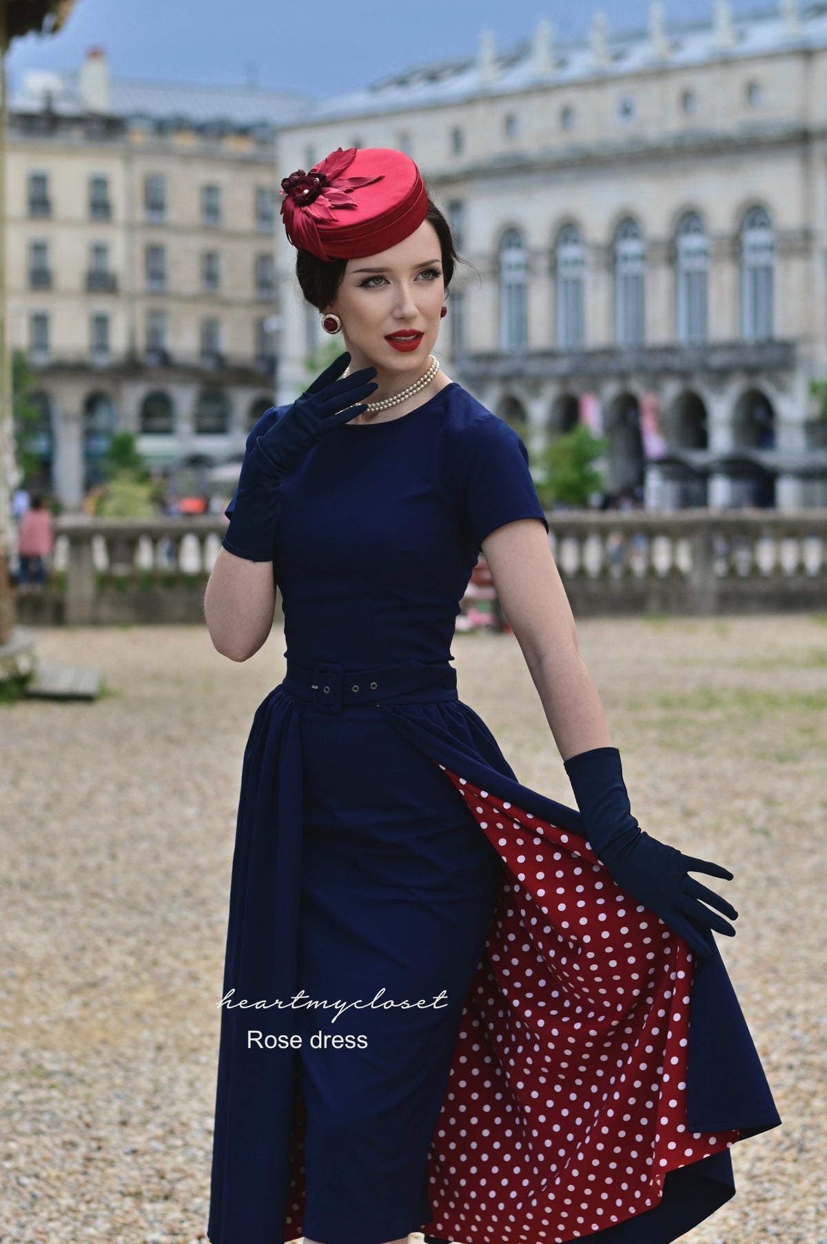 polkadot ROSE pencil dress + removable skirt wrap - heartmycloset