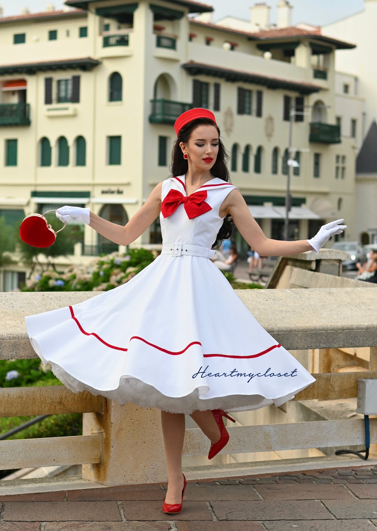 Sailor swing dress - 1950s inspired vintage - heartmycloset