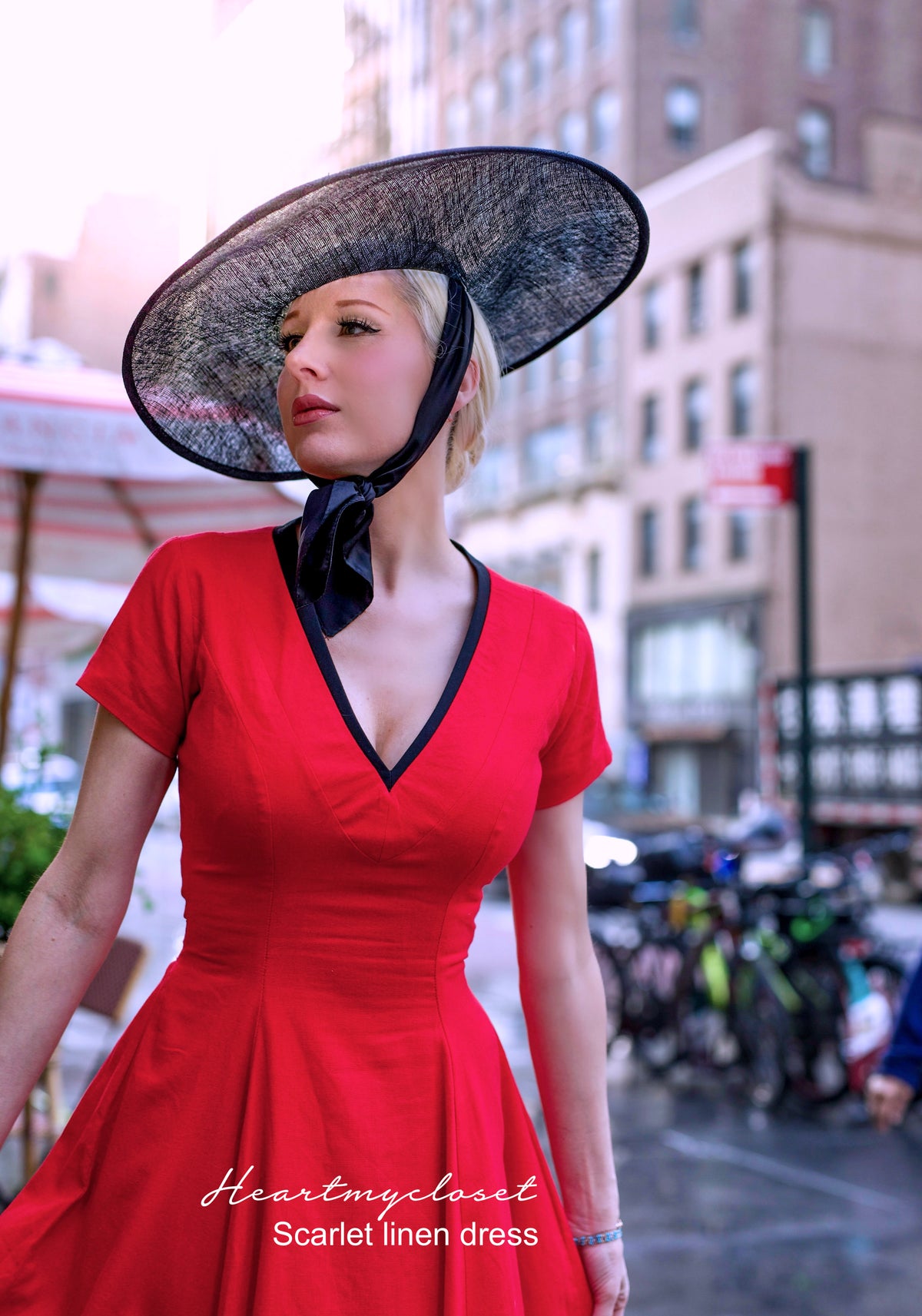Scarlet linen dress - vintage tv inspired 1950s - heartmycloset