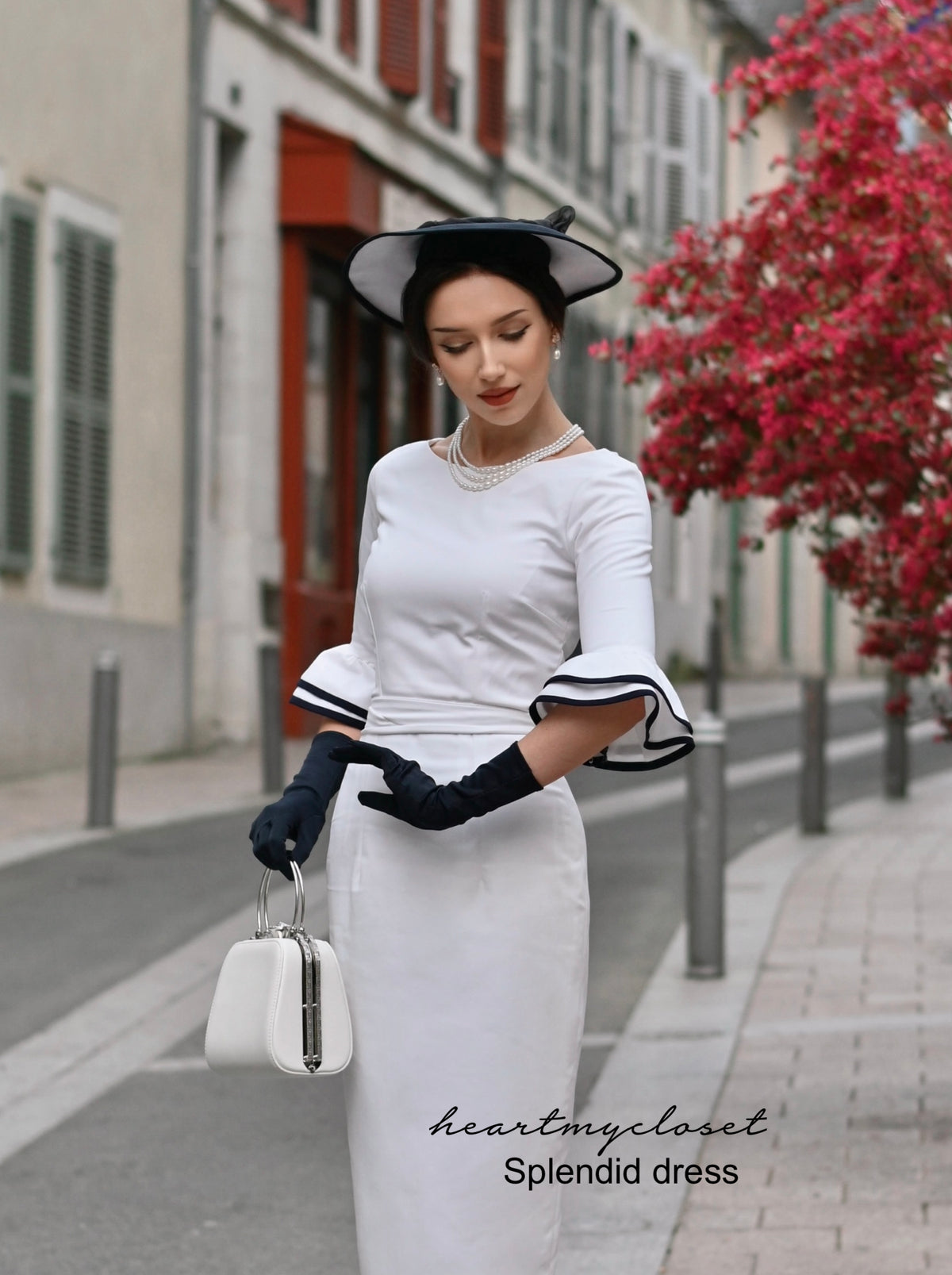 splendid - wiggle vintage dress with ruffle sleeves (and contrast trim) - heartmycloset