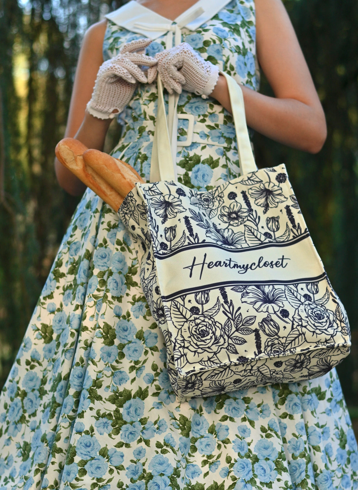Bluebell garden dress - blue floral cotton swing dress 1950s inspired - heartmycloset