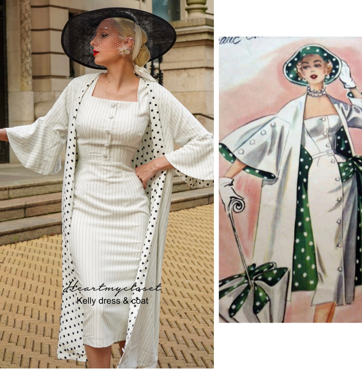 Pinstripe Kelly coat AND dress - retro vintage inspired - heartmycloset