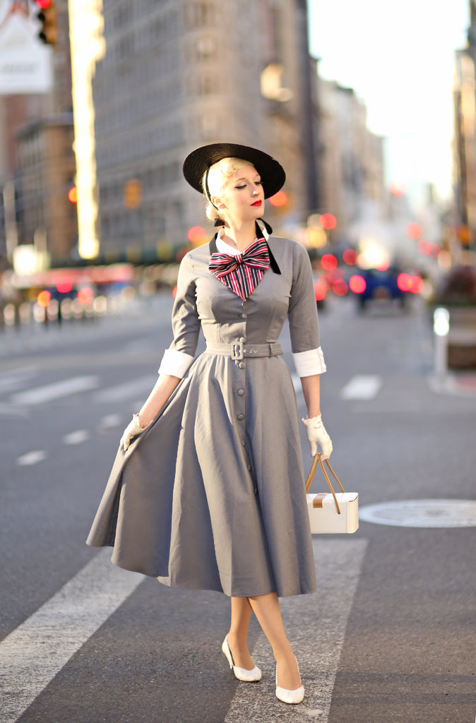 grey swing dress - vintage tv inspired dress - heartmycloset