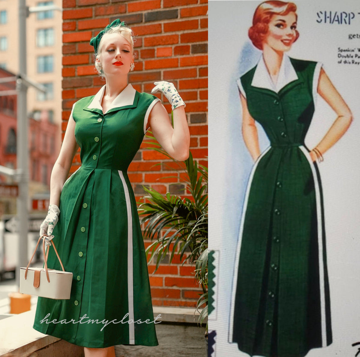 Pleated Aline - retro vintage dress 50s - heartmycloset