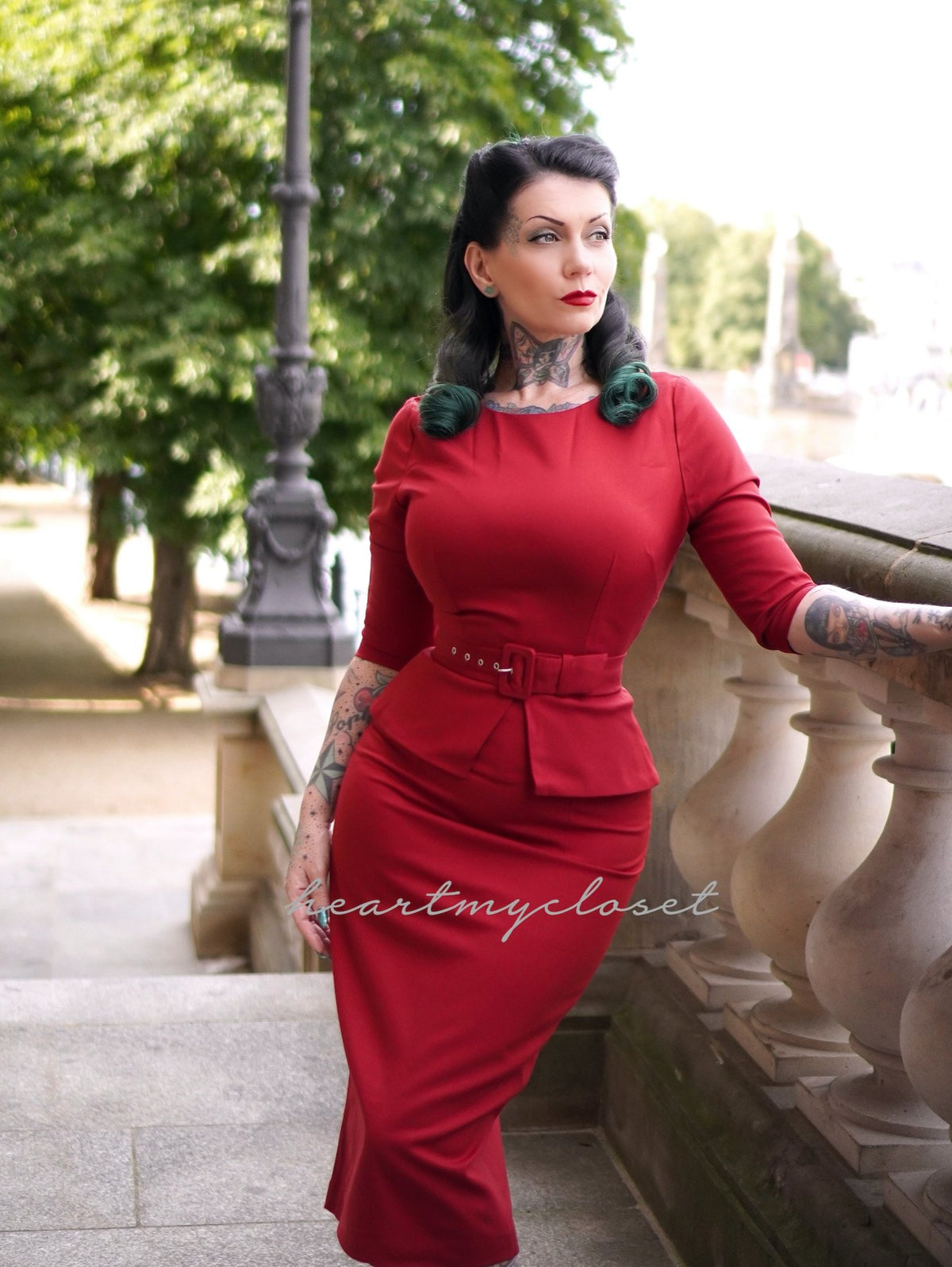 peplum waist - 50s inspired dress - heartmycloset