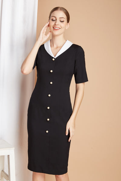 Dress with collar and hot sale buttons