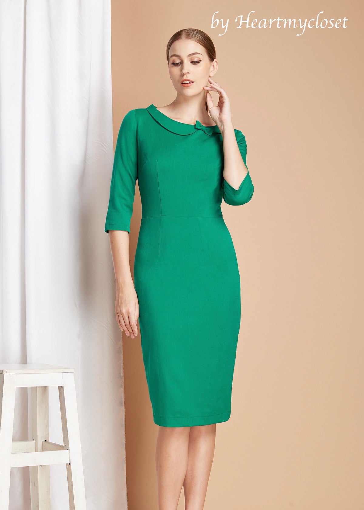 Celia - pencil shape dress with bow - heartmycloset