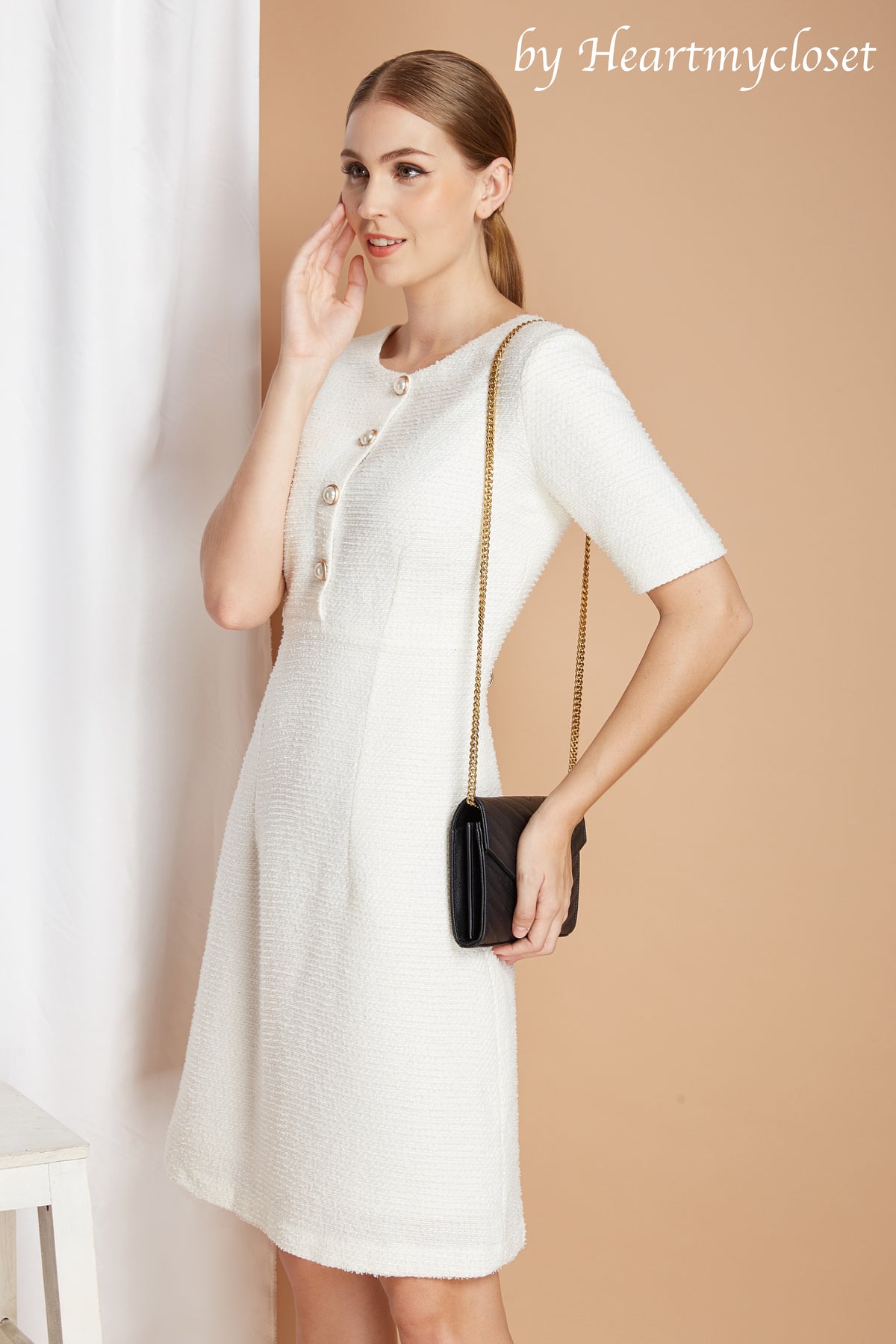 Amelia - white tweed dress - heartmycloset