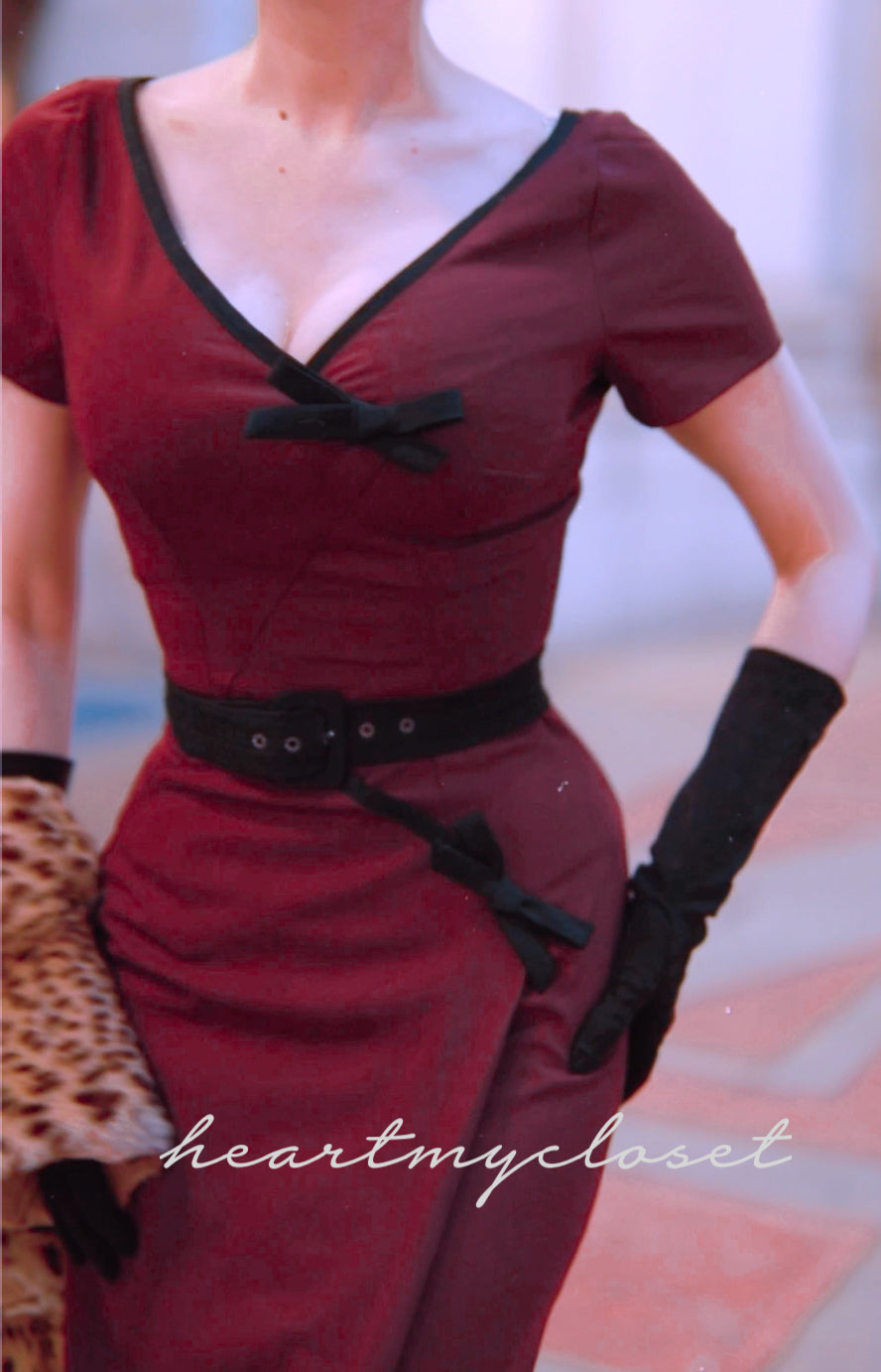 Ashley - retro vintage bow dress pencil - heartmycloset