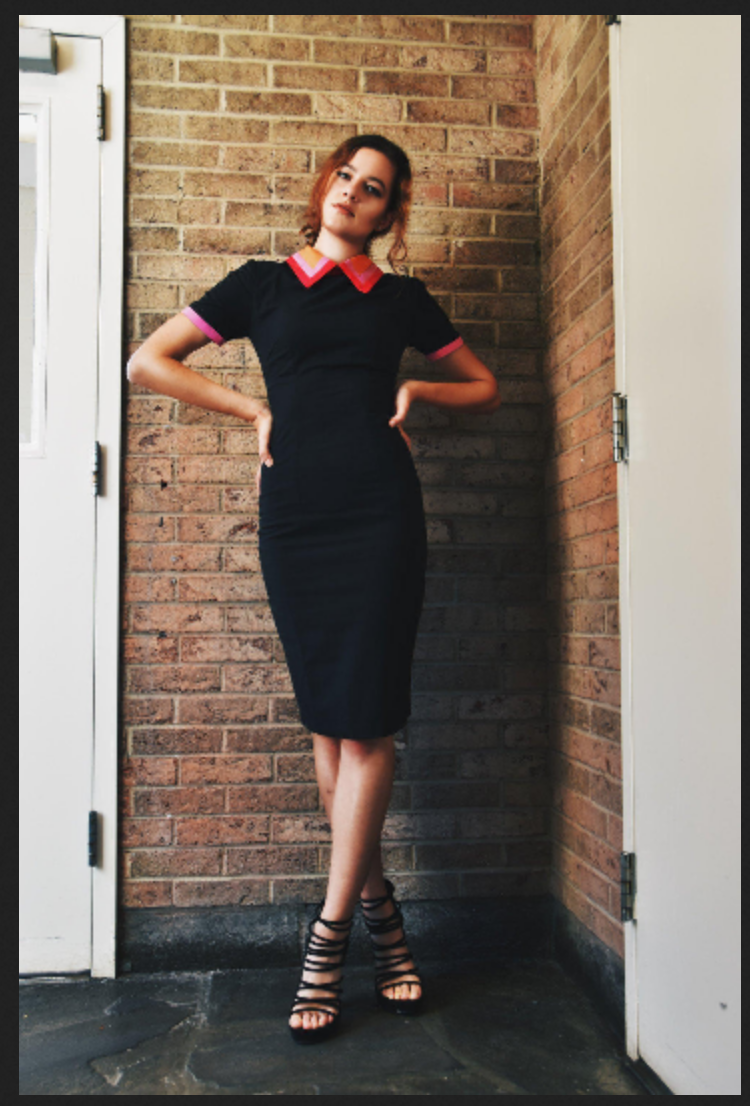 andrea - 1940s vintage dress with colorblock collar - heartmycloset