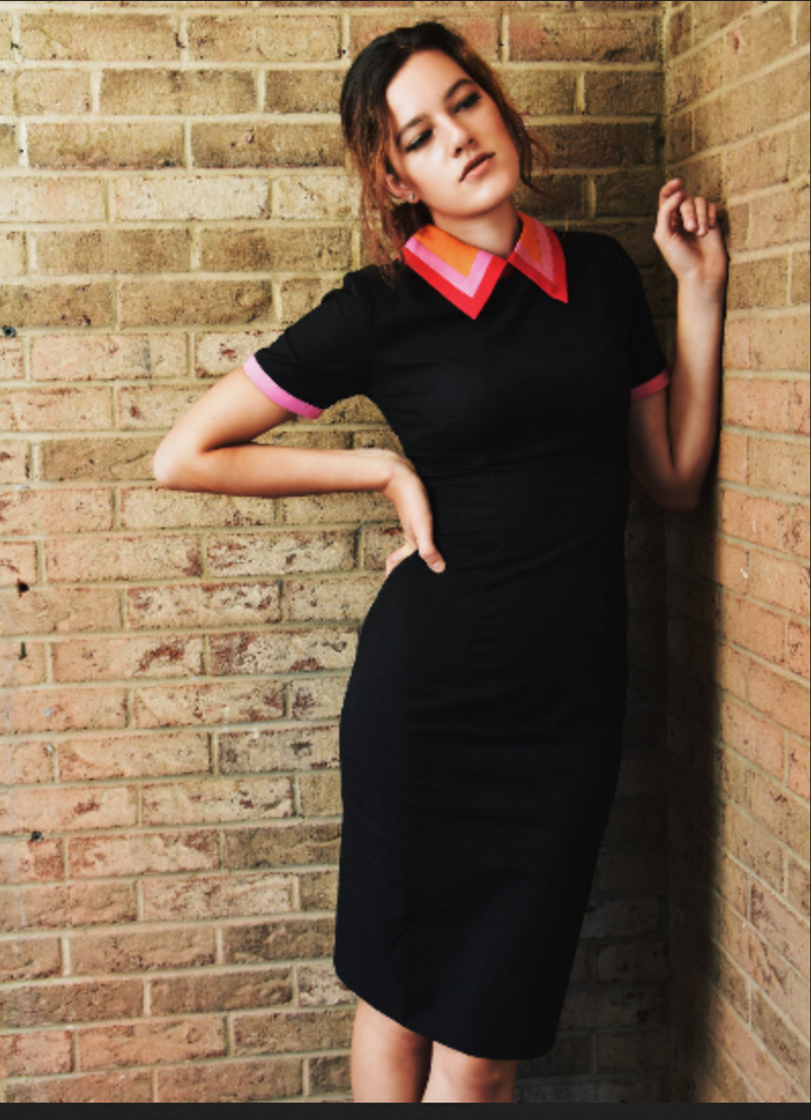 andrea - 1940s vintage dress with colorblock collar - heartmycloset