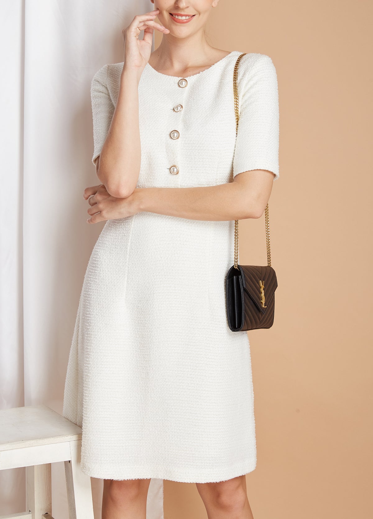 Amelia - white tweed dress - heartmycloset