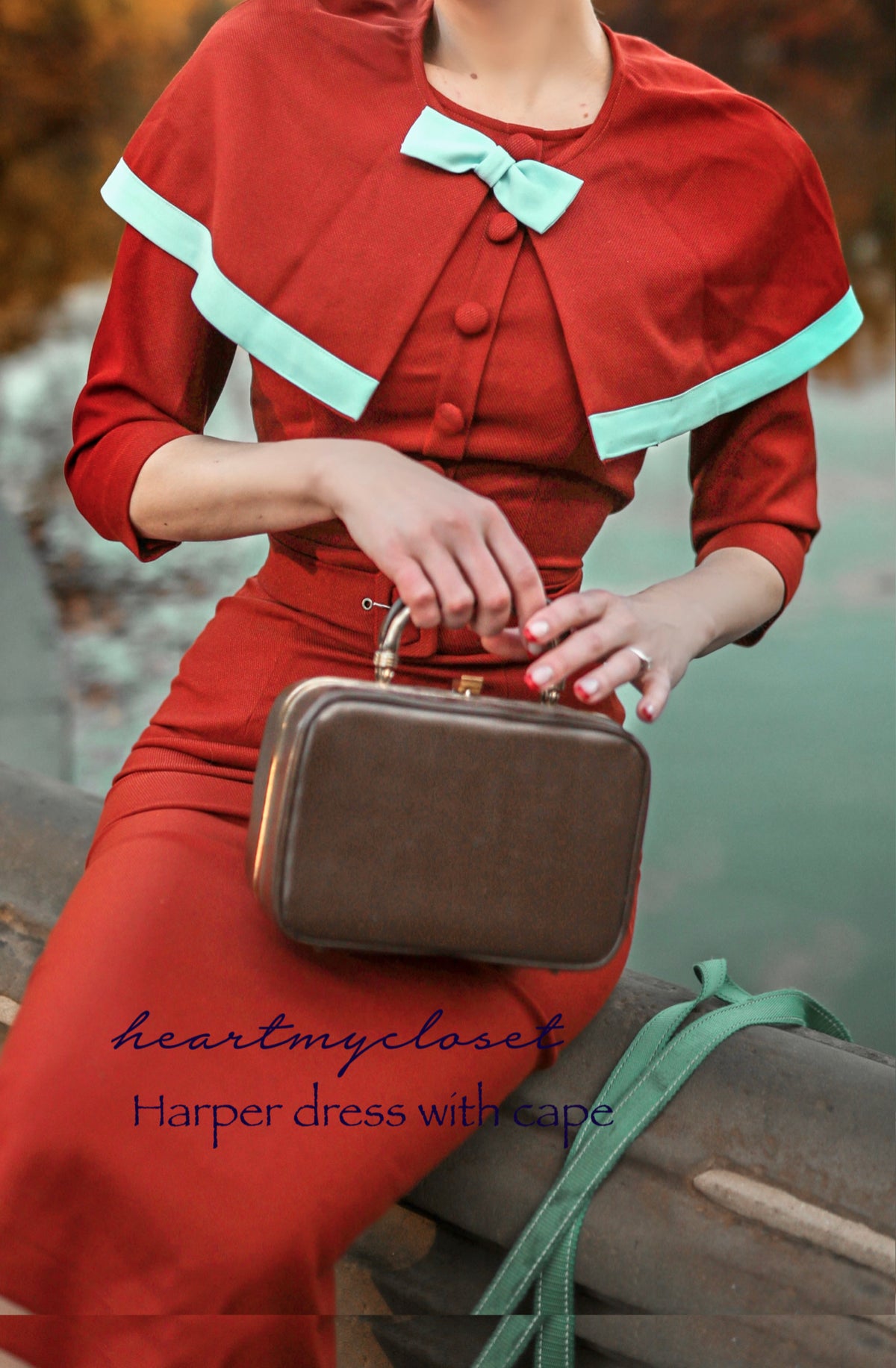 Harper - 1950s pencil dress with matching cape in premium fabric - heartmycloset