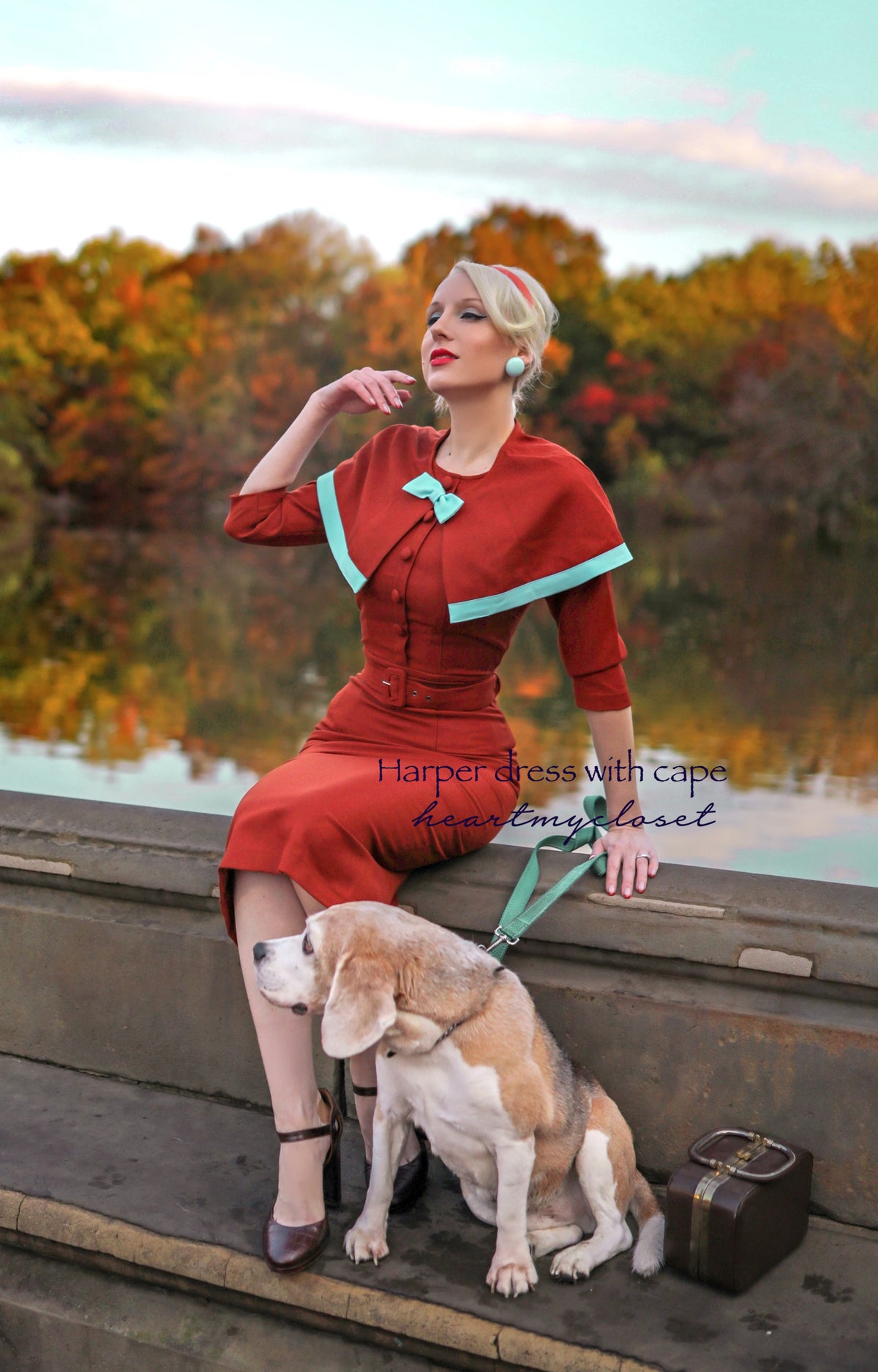 Harper - 1950s pencil dress with matching cape in premium fabric - heartmycloset