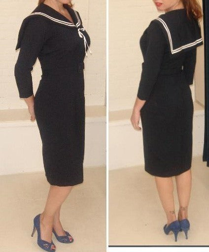 Sailor - retro style with satin trim collar - heartmycloset