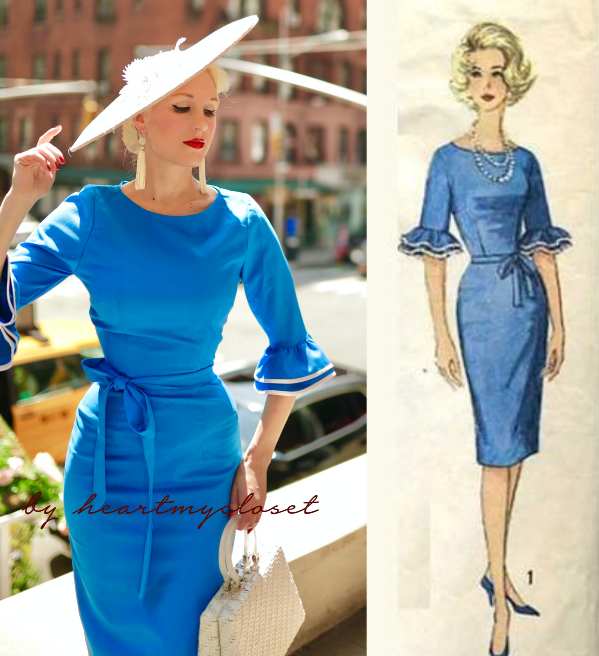 splendid - wiggle vintage dress with ruffle sleeves (and contrast trim) - heartmycloset