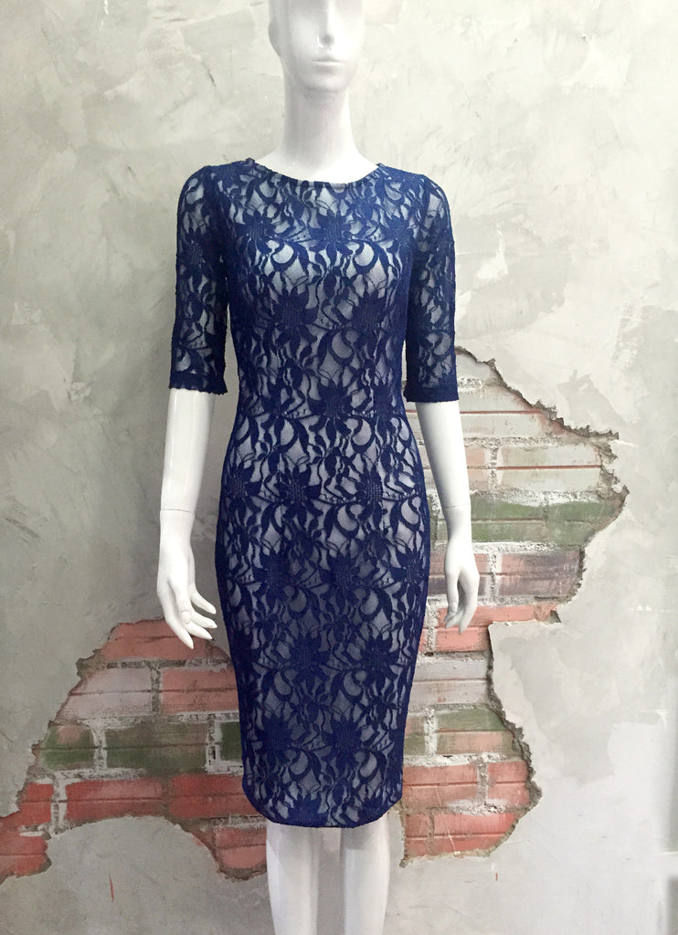 LACE beauty - boatneck lace pencil dress with sleeves - heartmycloset