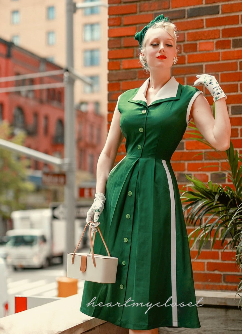 Pleated Aline - retro vintage dress 50s - heartmycloset