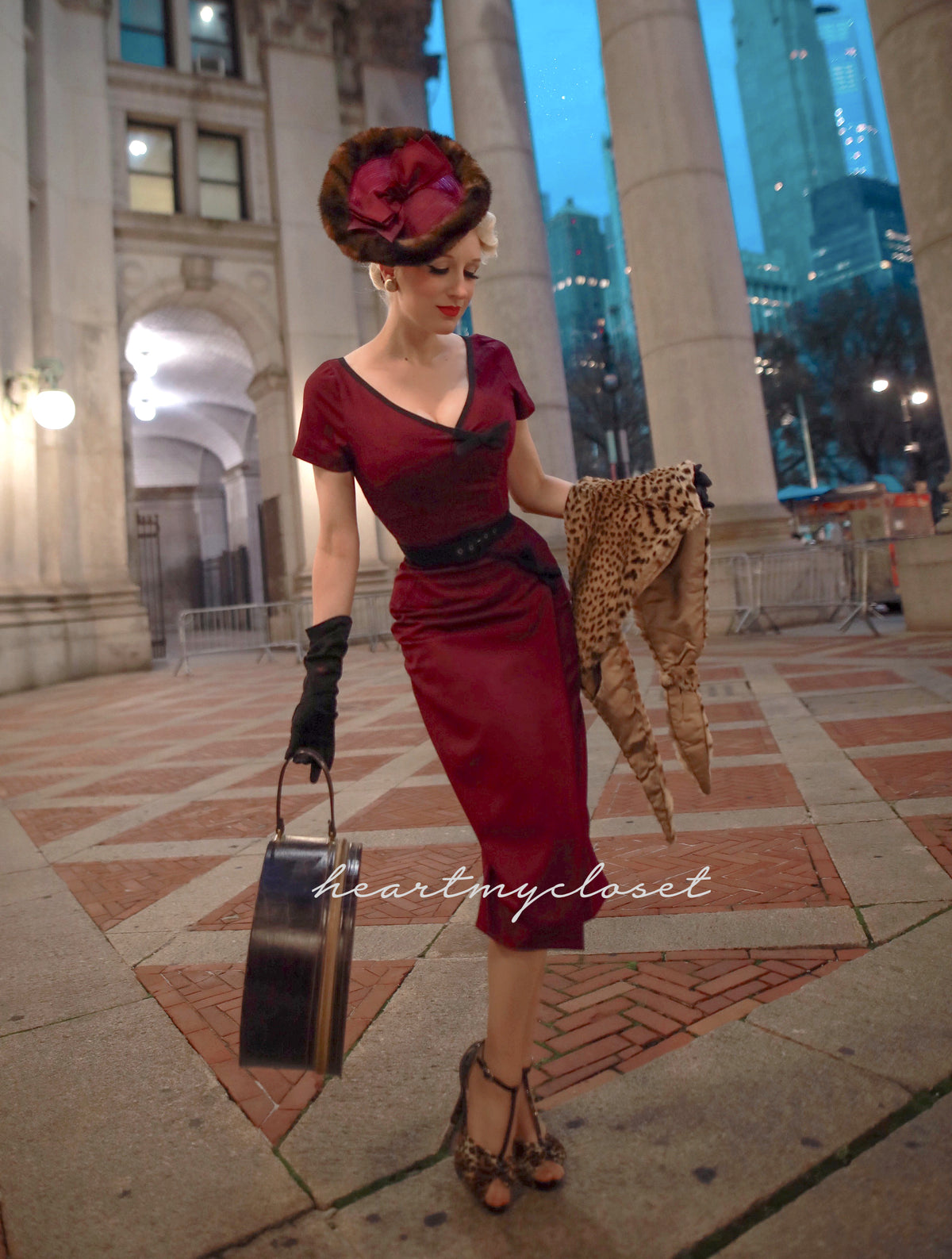 Ashley - retro vintage bow dress pencil - heartmycloset